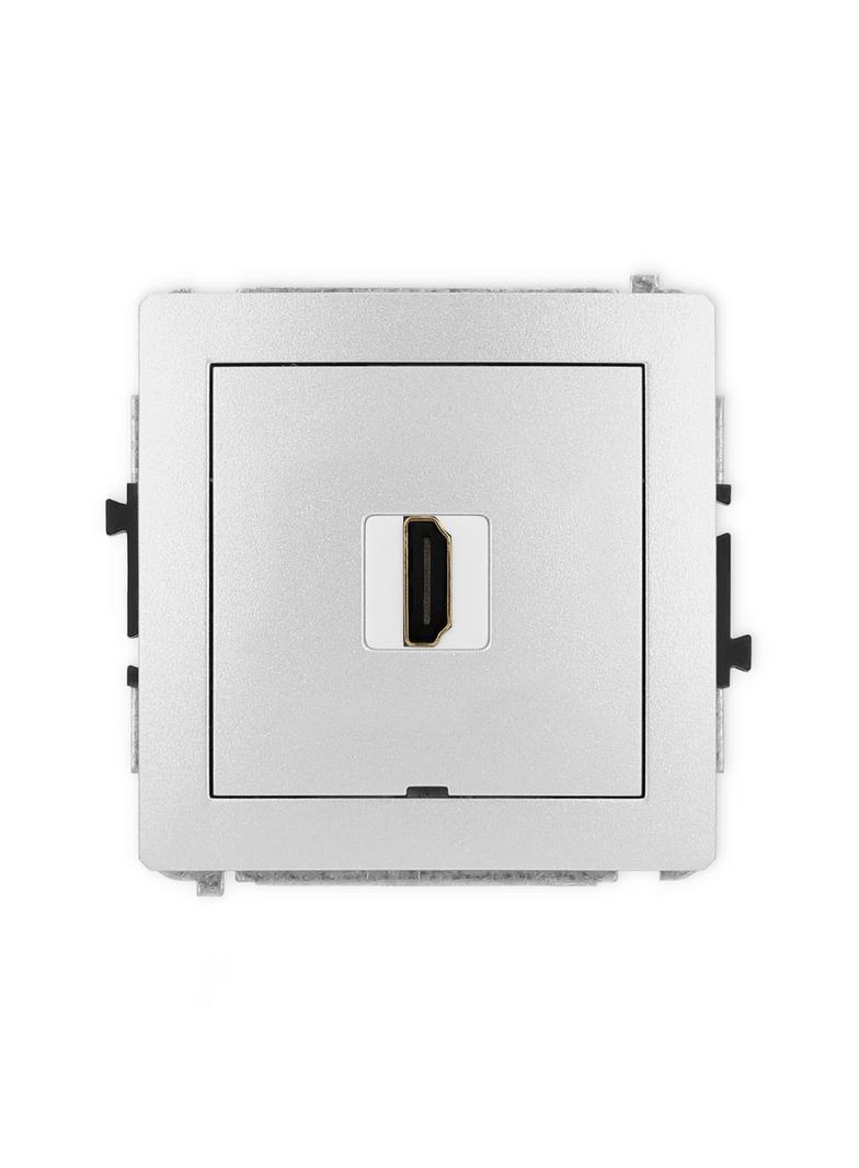 DECO Mechanizm gniazda pojedynczego HDMI 2.0, bez pola opisowego srebrny metalik