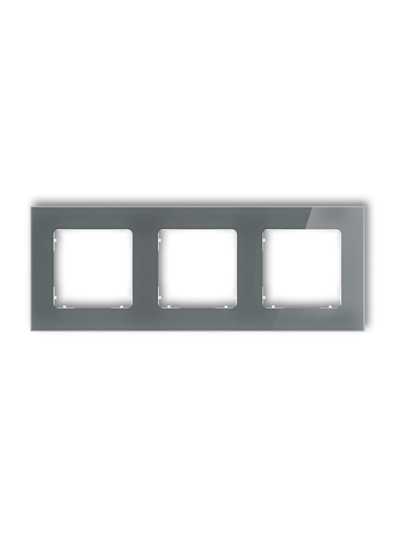 ICON Ramka uniwersalna potrójna kwadratowa - efekt szkła (ramka: grafitowa; spód: biały) grafitowy