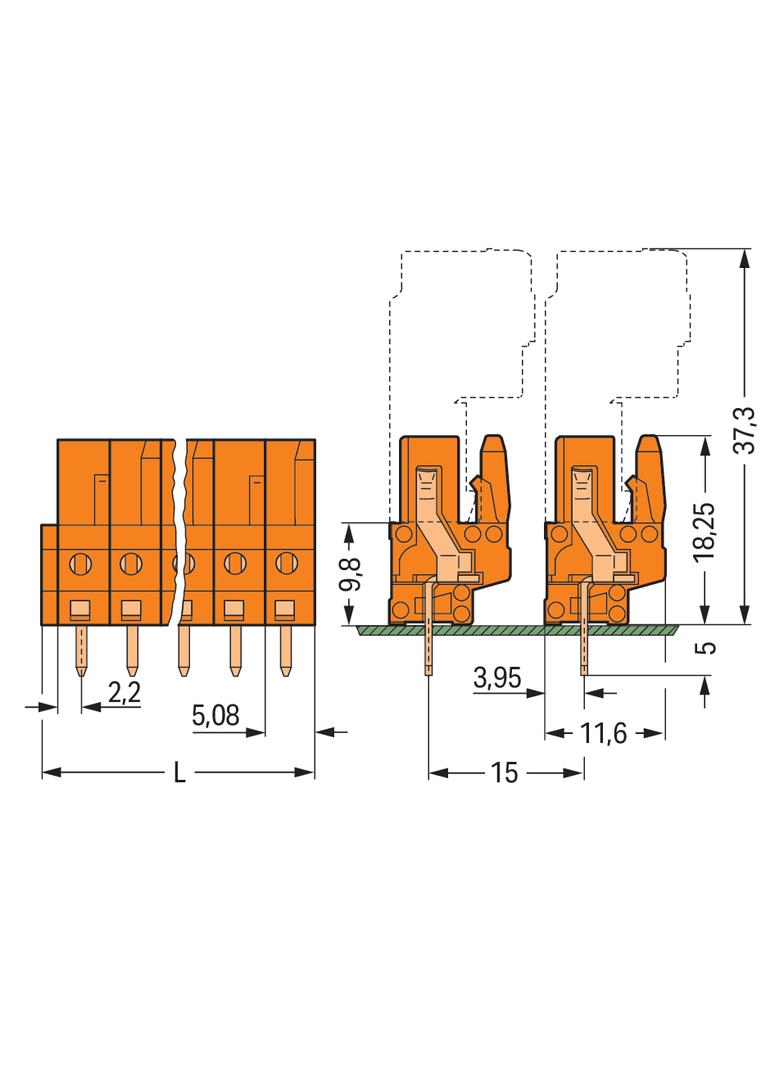 MCS-MIDI Classic gniazdo 19-bieg. pomarańczowe raster 5,08 mm /10szt./ WAGO