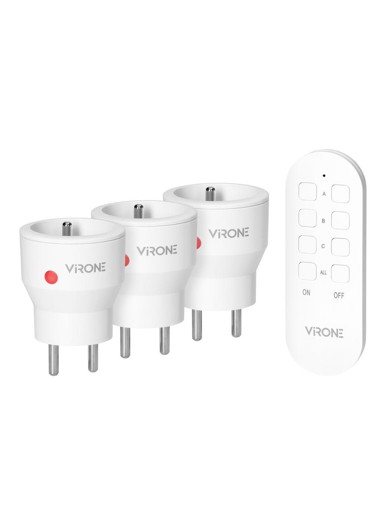 Zestaw bezprzewodowych gniazd MINI Schuko, sterowanych pilotem 3+1, 2300W