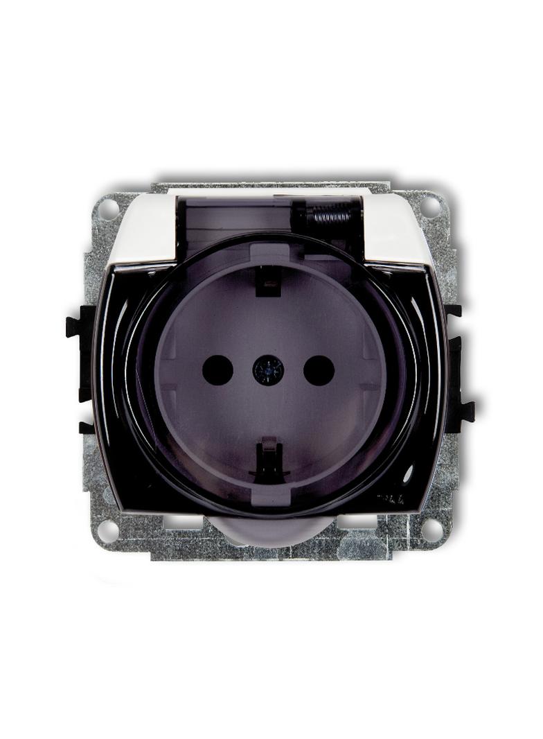 TREND Mechanizm gniazda bryzgoszczelnego z uziemieniem SCHUKO 2P+Z (klapka dymna, przesłony torów pr