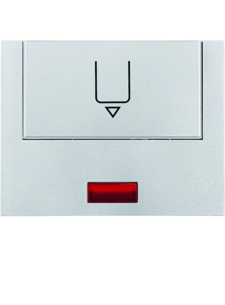 BERKER K.5 Nasadka z nadrukiem i czerwoną soczewką do łącznika na kartę hotelową aluminium mat lakie