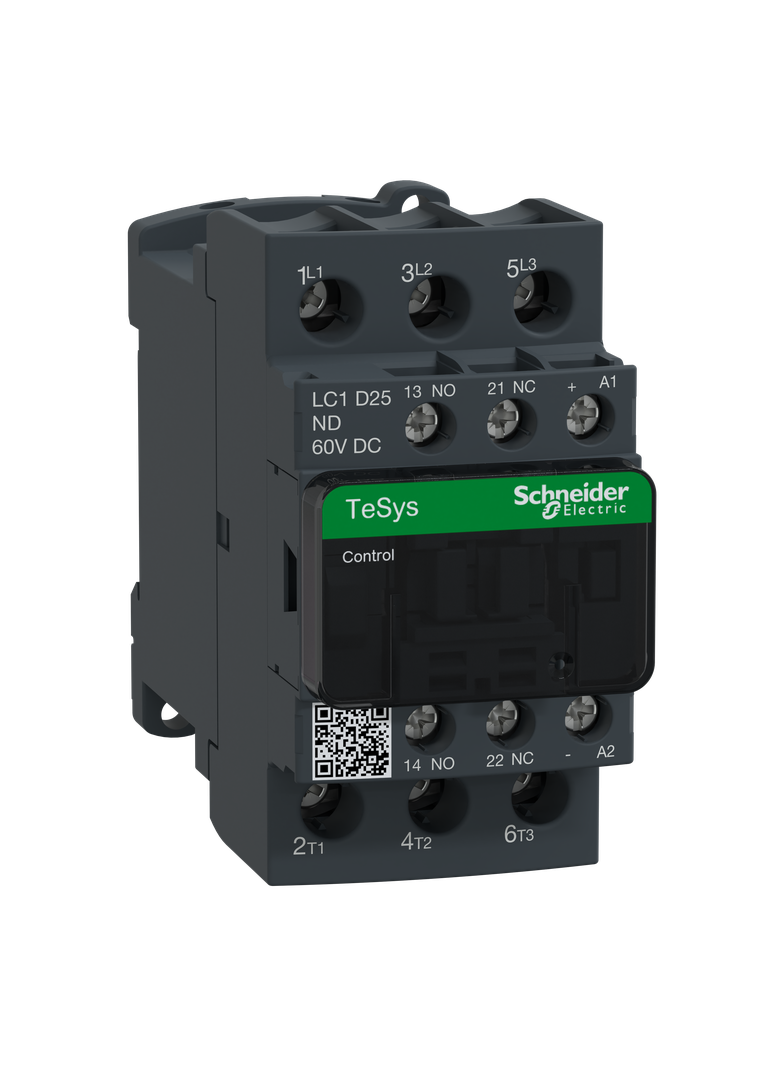 Stycznik mocy I= 25A AC-3 styki pom. 1NC+1NO nap. cewki 60 V DC LC1D25ND Schneider