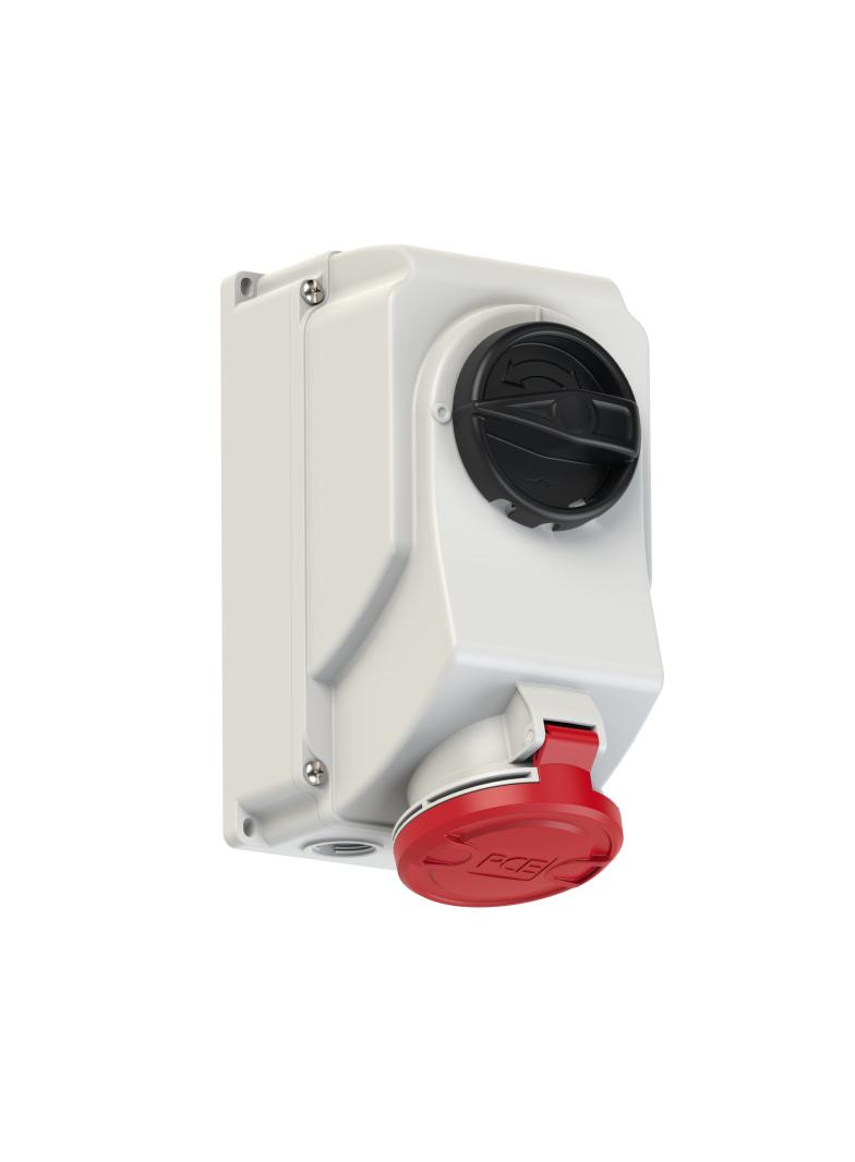 GNIAZDO Z WYŁĄCZNIKIEM 0-1 DUŻE BLOKADA MECHANICZNA 32A 400V 3P+Z+N IP44 IP44