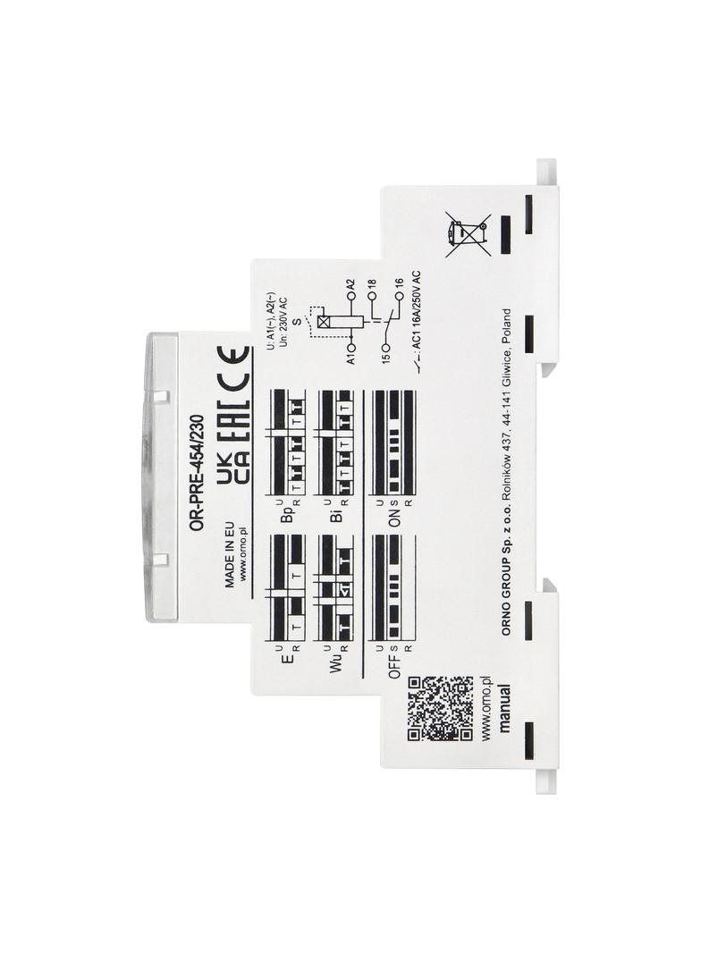 Przekaźnik czasowy 10 funkcji 230VAC OR-PRE-454/230 ORNO