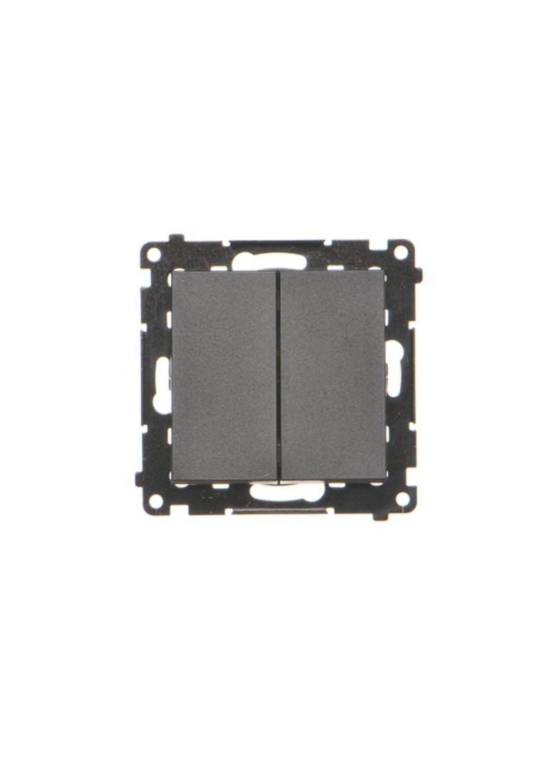 Simon 55 Przycisk zwierny podwójny zwierny bez piktogramu szybkozłączka Czarny mat