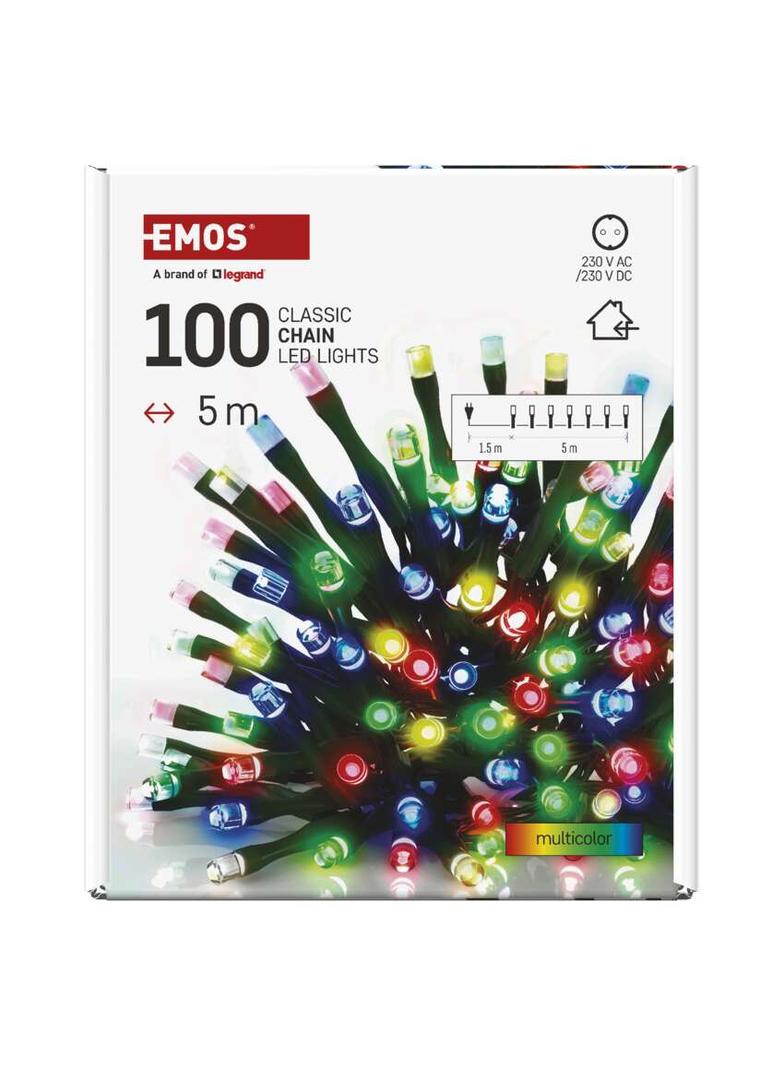 Lampki choinkowe Classic 100 LED 5m multikolor zielony przewód IP20 D4GM02 EMOS