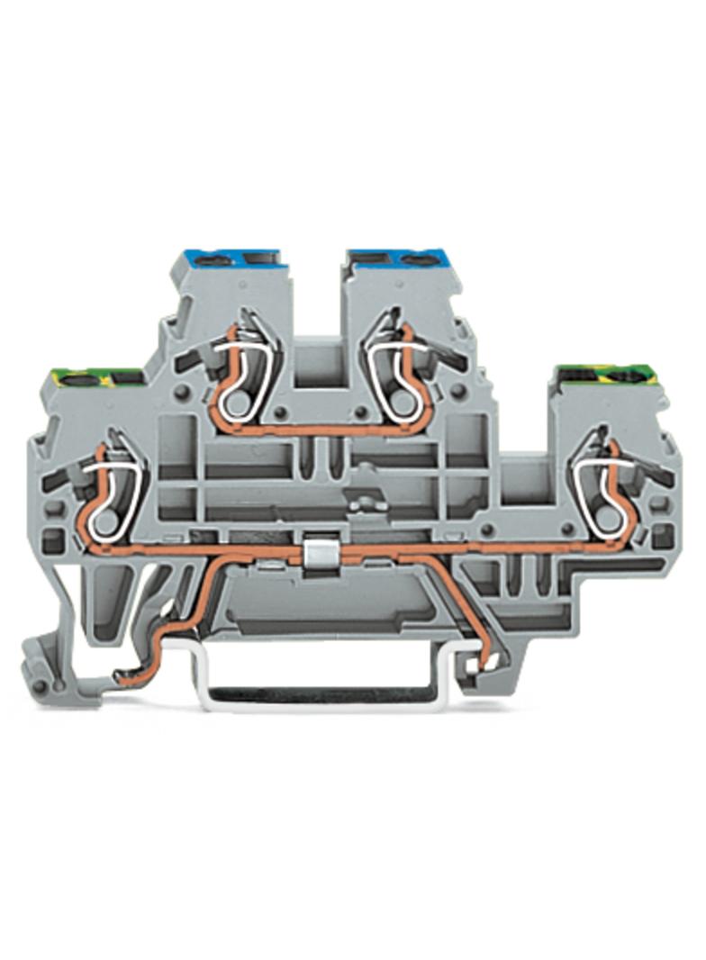złączka dwupiętrowa PE/L 2,5 mm2 szara