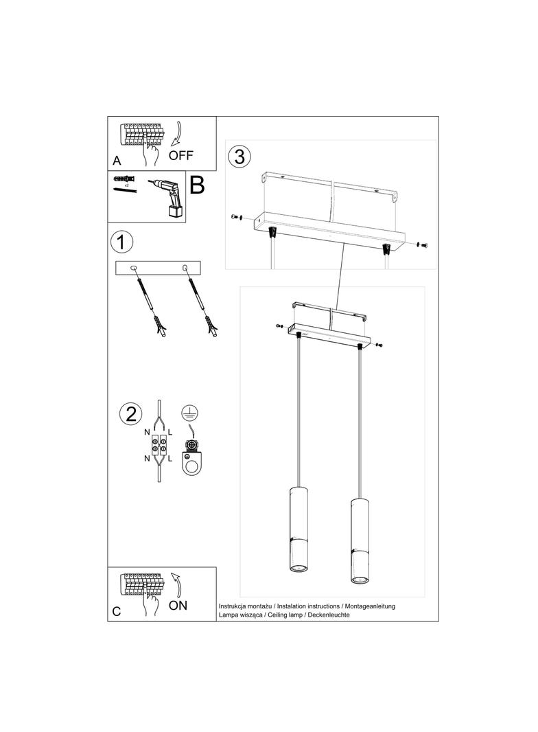 Sollux Lampa wisząca LOOPEZ 2 czarny/złoty SL.0953
