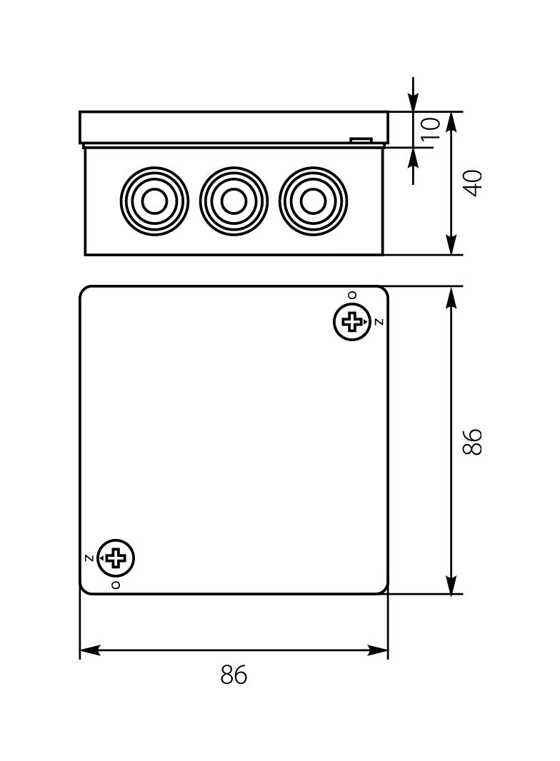 VP-23 Puszka n/t 86x86x40mm IP55 12-wl 2wkr Z-sł. popiel VP 023-03 61.133 OPATÓWEK