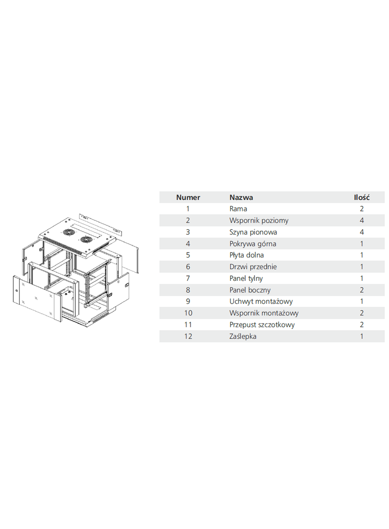 Szafa wisząca 15U 600x600, złożona