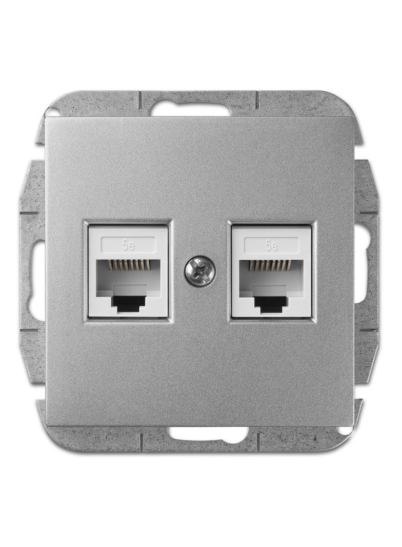 GPT SENTIA 2xRJ45 komputerowe    srebro połysk  IP 20