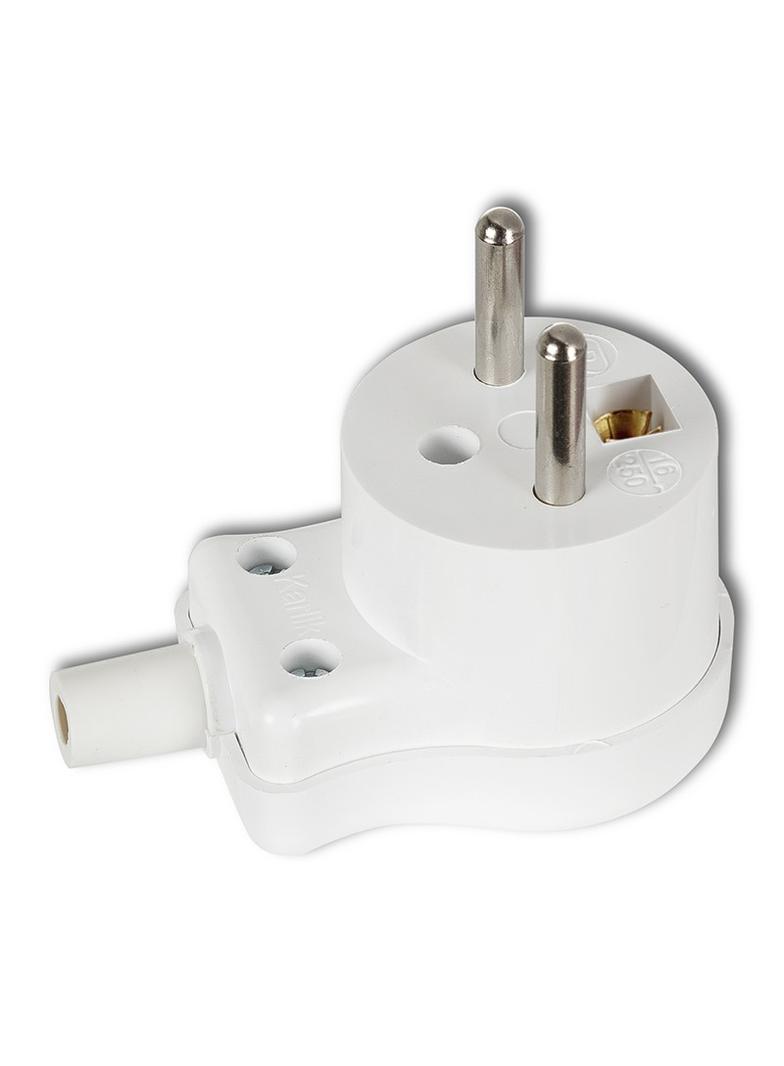 Wtyczka kątowa z uziemieniem, skręcana biała