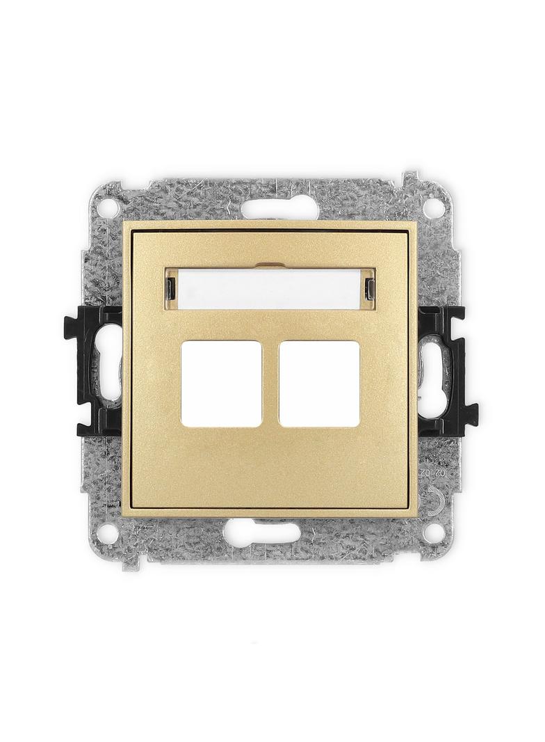 ICON Mechanizm gniazda multimedialnego podwójnego bez modułu (standard Keystone) złoty