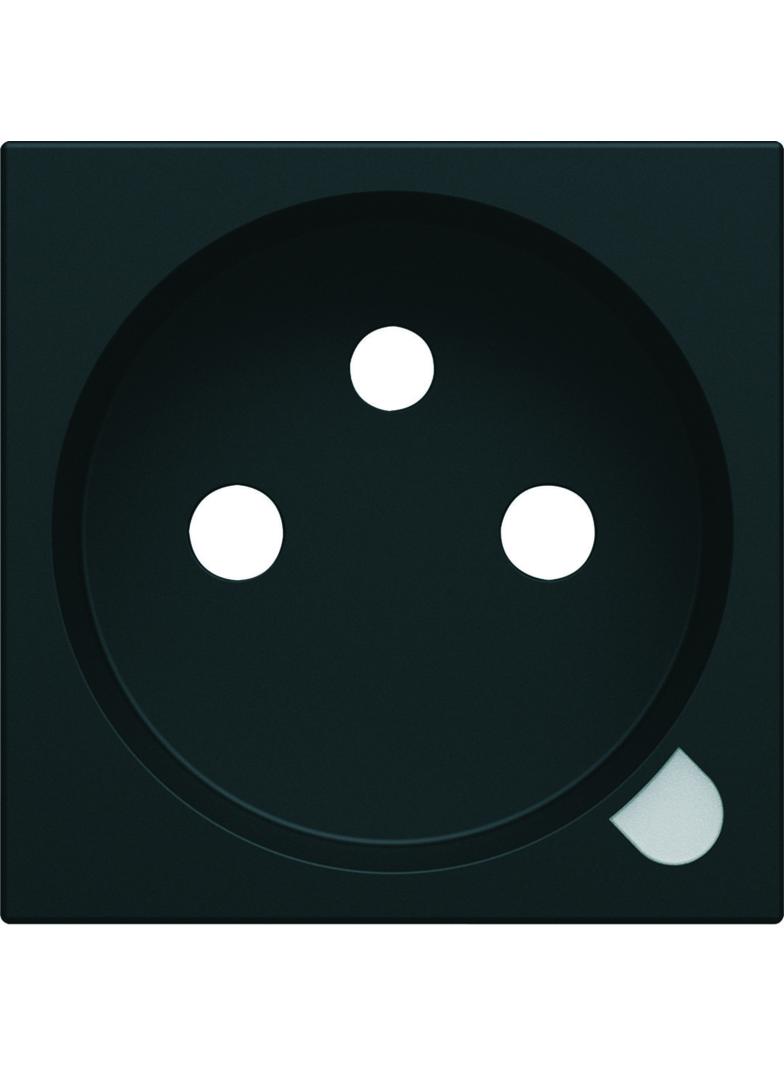 gallery Płytka czołowa do gniazda z uziemieniem 2P+E z diodą LED, 2M czarny