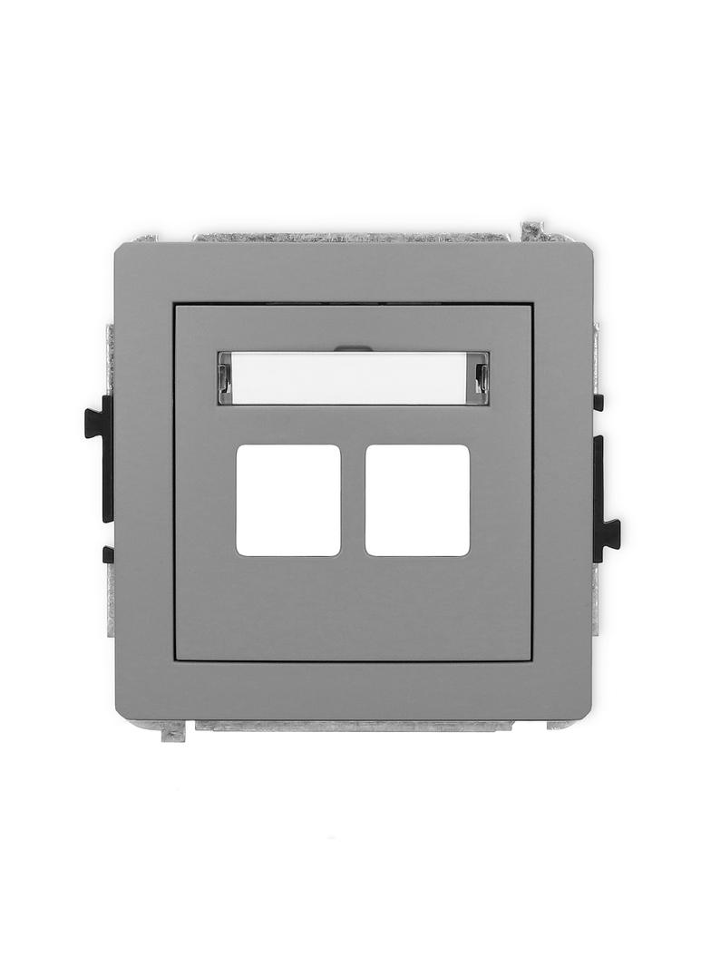 DECO Gniazdo antenowe multimedialne podwójne bez modułu (standard Keystone) szary mat 27DGM-2P KARLIK