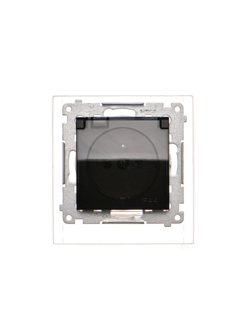 Simon 54 Gniazdo IP44 Z USZCZELKĄ 16A z. śrub. klapka transp. czarny *Uszczelka do ramek S54 PREMIUM