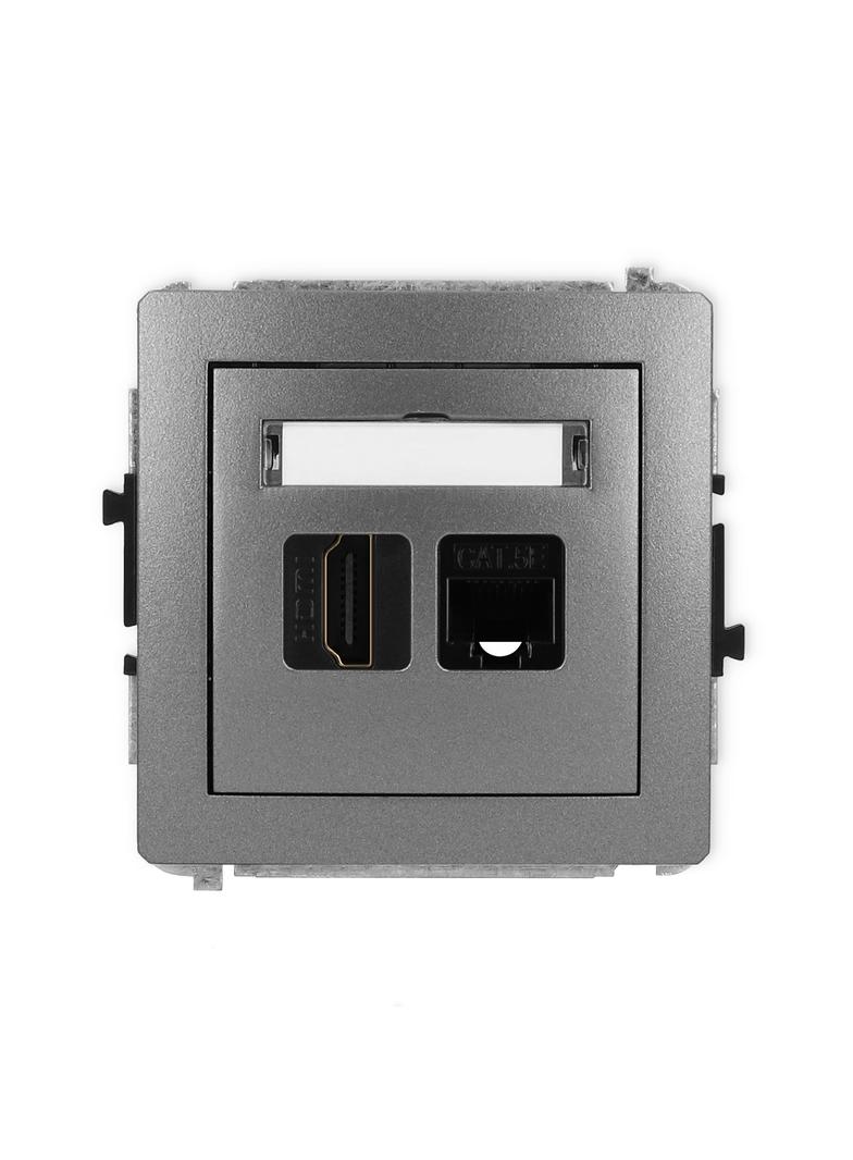 DECO Gniazdo pojedyncze HDMI 2.0, 4K + gniazda komp. poj. 1xRJ45, kat. 5e, 8-stykowy grafitowy 11DGHK 11DGHK-45e KARLIK