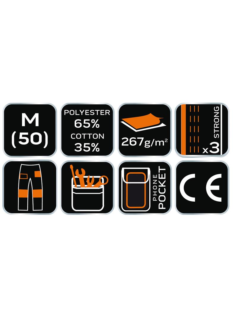 Spodnie robocze, białe, rozmiar M/50