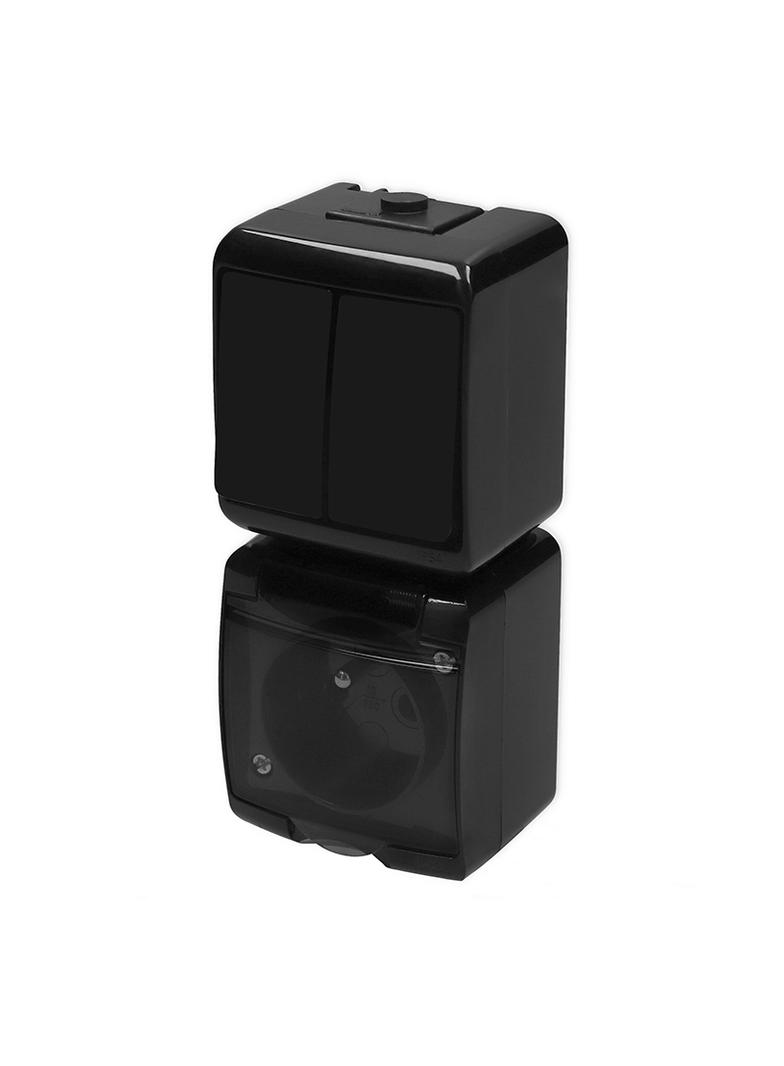 JUNIOR Łącznik świecznikowy z gniazdem pojedynczym z uziemieniem 2P+Z (klapka dymna; bez przesłon) c