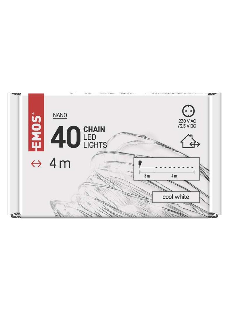 Lampki łezki świąteczne 40LED 4m zimna biel srebrne timer D3AC02 EMOS