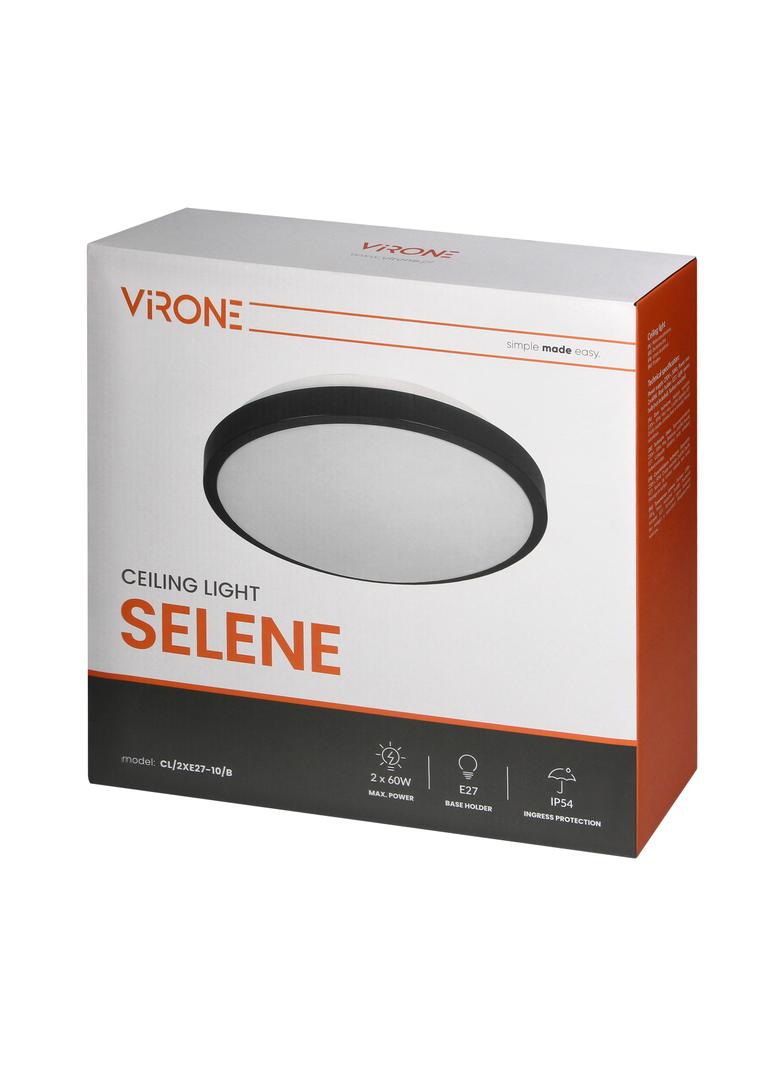 Lampa sufitowa SELENE plafon 2xE27 2x60W klosz matowy IP54 czarny CL/2XE27-10/B ORNO