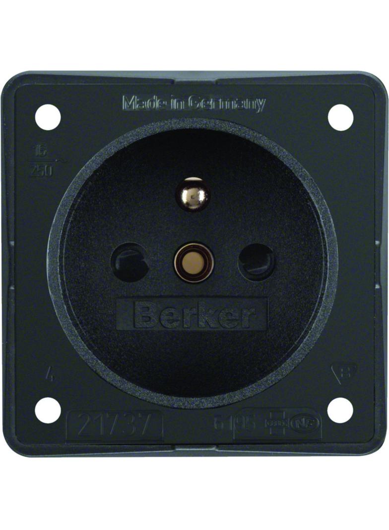 BERKER Integro Flow Gniazdo z uziemieniem z podwyższoną ochroną styków antracyt 961952505 HAGER