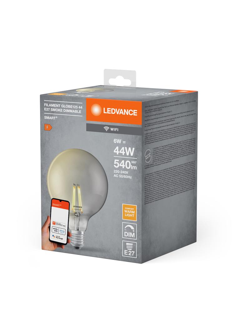 Żarówka LED E27 G125 6W = 44W 2500K Ciepła 540lm 300° Filament SMART+ WIFI Ściemnialna 4058075609853 LEDVANCE