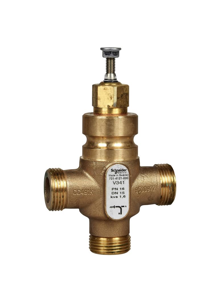 V341, zawór regulacyjny, 3-drogowy, DN15, kvs 4,0, przyłącze 1, gwint zewnętrzny, medium -20…150°C,