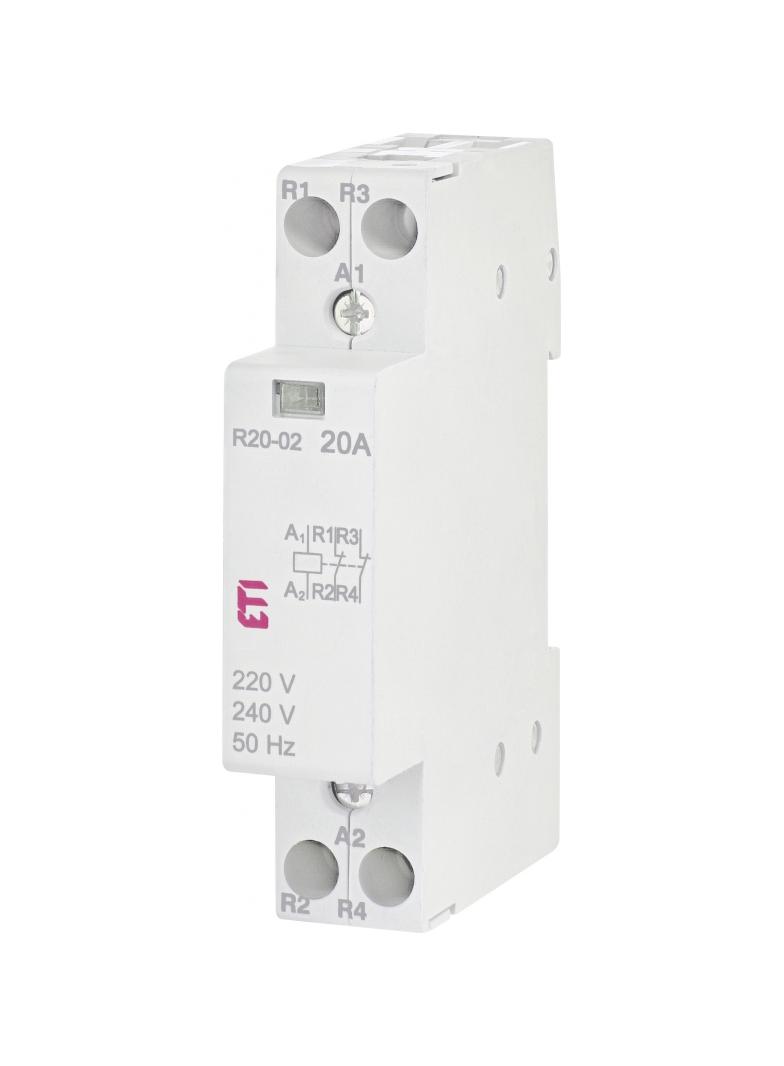 R 20-02 230V STYCZNIK MODUŁ.20A 2 STYKI ROZWIERNE (1 MOD.2 BIEG.)