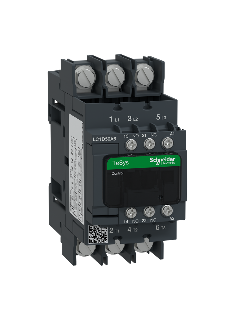 Stycznik mocy I= 50A AC-3, styki pom. 1NC+1NO, nap. cewki 220 V AC LC1D50A6M7 SCHNEIDER