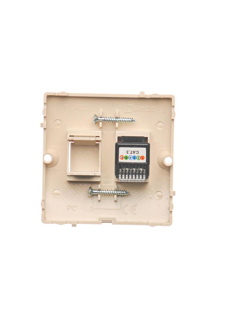 Simon Basic Gniazdo telefoniczne RJ12 Montaż gniazda na wkręty do puszki beż