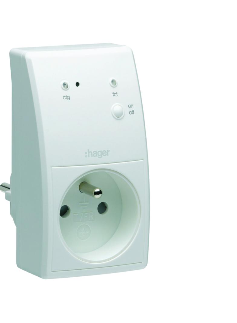 KNX q/e/s Załączający adapter gniazdkowy 16A TRC270F HAGER