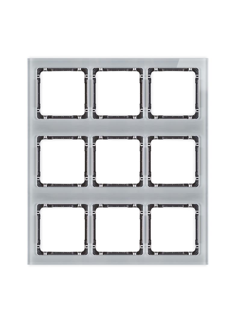 DECO Ramka modułowa 9 krotna (3 poziom, 3 pion) - efekt szkła (ramka szara; spód grafitowy)