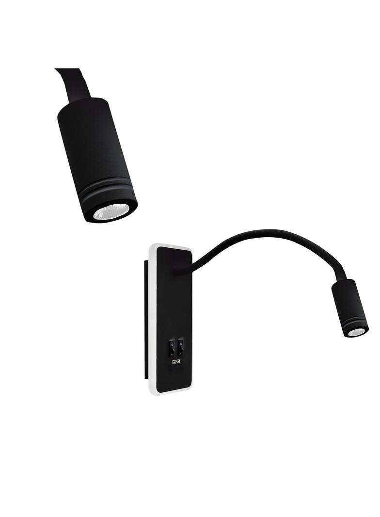 Milagro kinkiet LED Base (8W + 2W) 630lm 4000K czarny (elastyczne ramię) ML63500