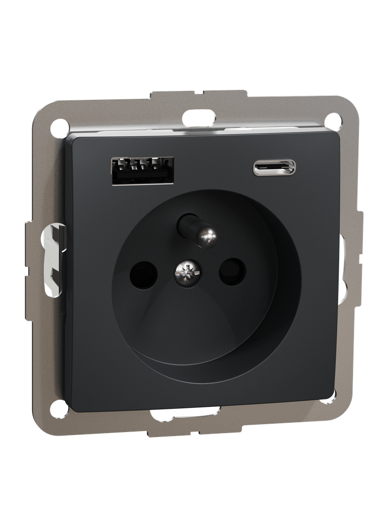 Gn.2P+PE z USB A+C 3A(z.bezgw.),cz.antr