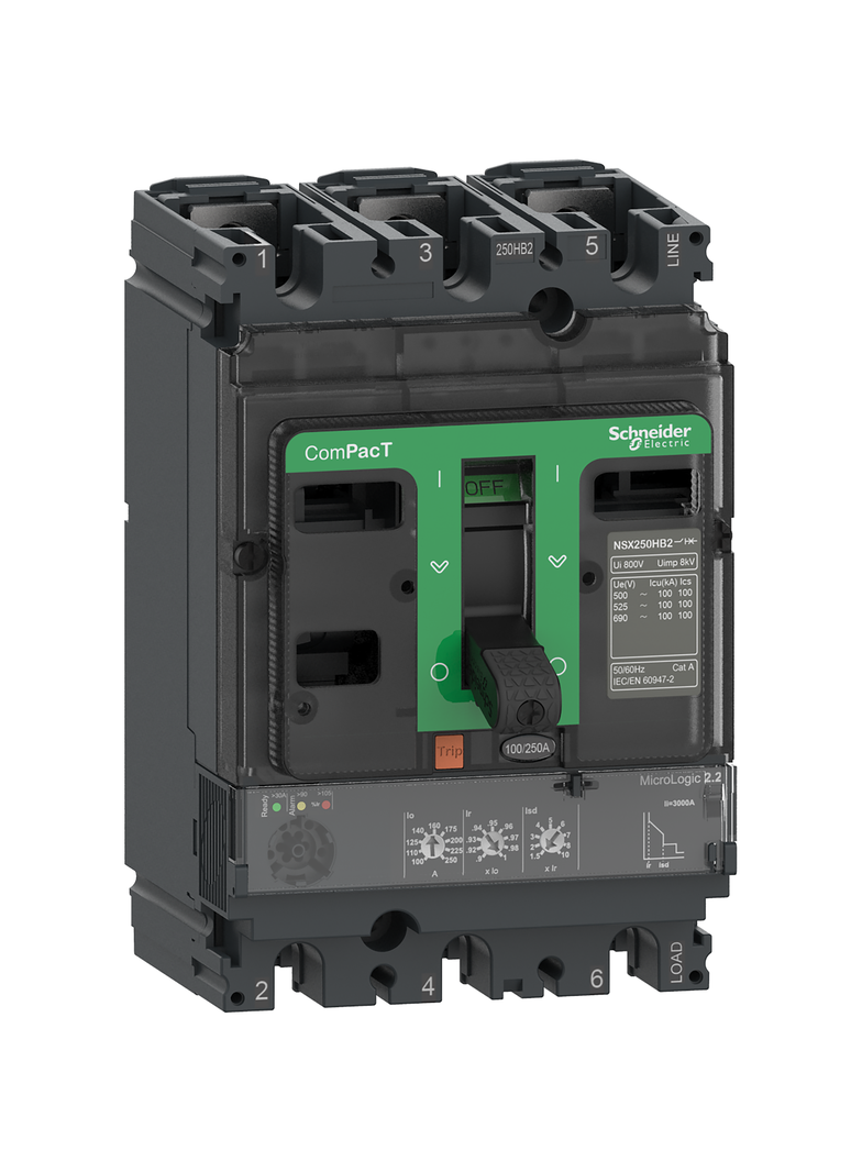 Wyłącznik, ComPacT NSX, NSX100F, Mic2.2, 100A, 3P, 36kA