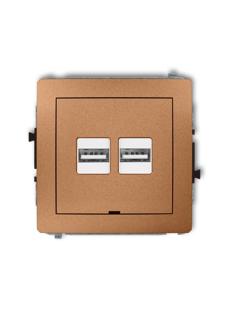 DECO Ładowarka USB podwójna 2xUSB A, 15,5W max., 5V, 3.1A, bez pola opisowego złoty metalik 8DCUSBBO-6 KARLIK