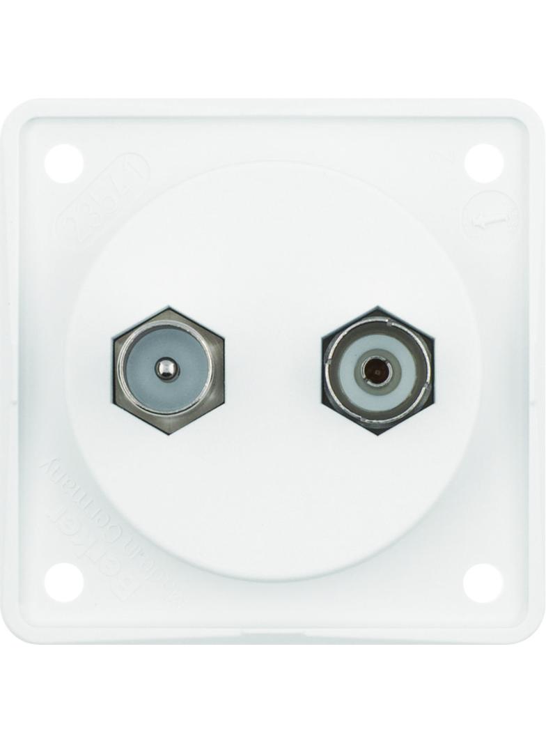 BERKER Integro Flow Gniazdo antracytenowe TV/Radio z obudową nieekranowaną biały 945612502 HAGER