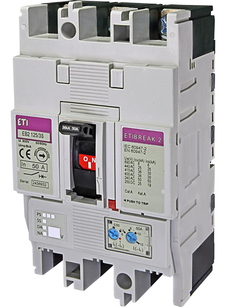 Wyłącznik mocy 36kA wyzw. TM EB2 125/3S 50A 3P 004671043 ETI