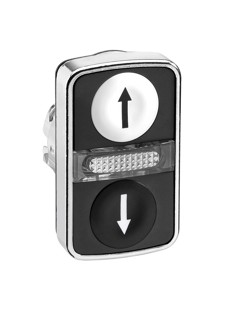 Harmony XB4 Przycisk dwuklawiszowego płaski biały/czarny LED metalowy oznaczony ZB4BW7A1724 Schneider
