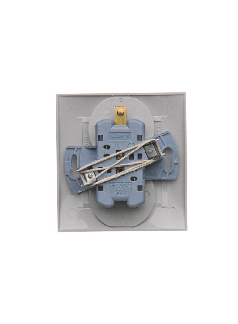 Simon 54 Gniazdo z/u podwójne z funkcją niezm. faz16A z. śrub. monoblok srebrny mat