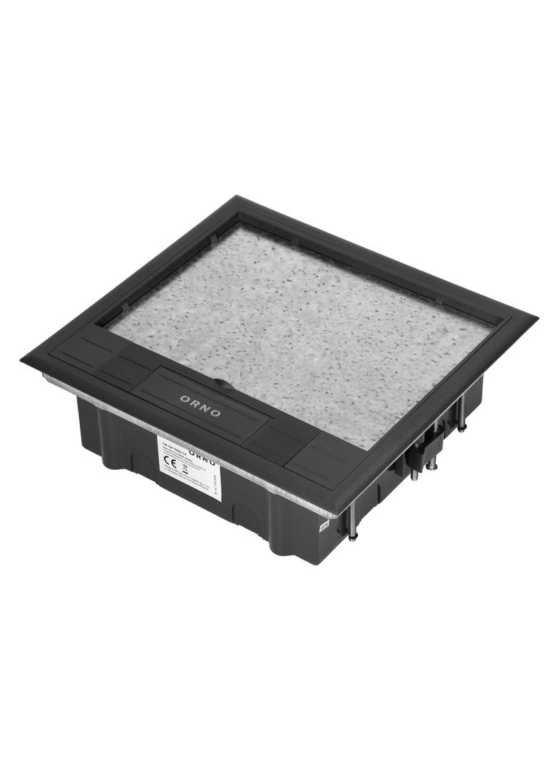 Puszka podłogowa na gniazda modułowe 6 x 45x45mm lub 12 x 22,5x45mm, pokrywa: materiał własny, czarn