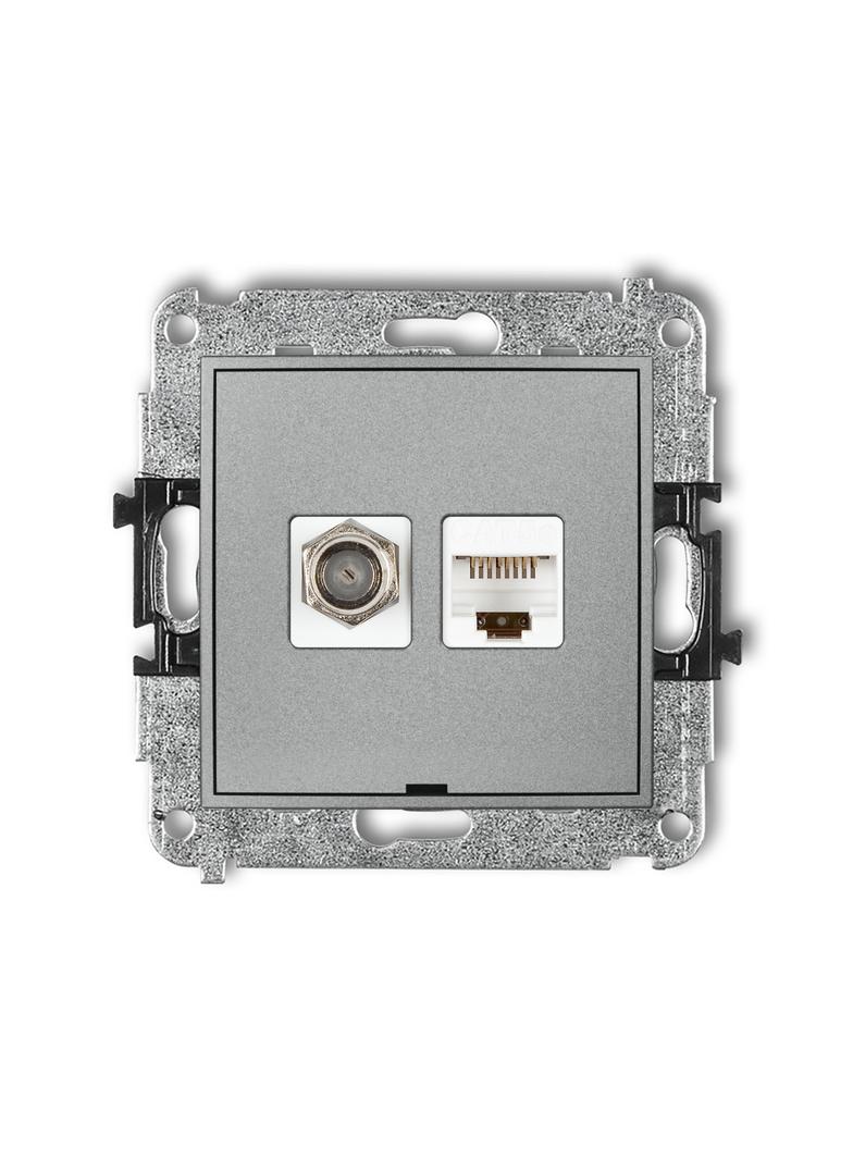 ICON Mechanizm gniazda antenowego poj. typu F (SAT) + gniazda komp. poj. 1xRJ45, kat. 5e, 8-stykowy,