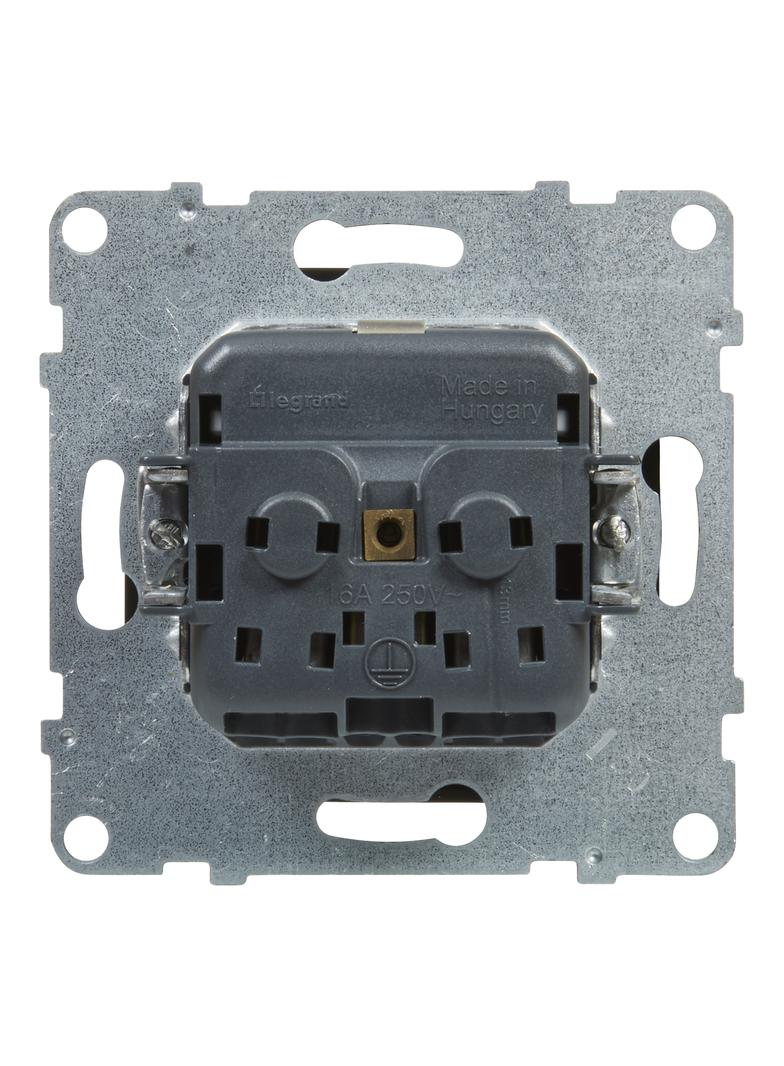 Suno Gniazdo Pojedyncze Z Uziemieniem Schuko 2P+Z 16A 250 V Z Przesłoną Zaciski Automatyczne Czarny 721420 LEGRAND
