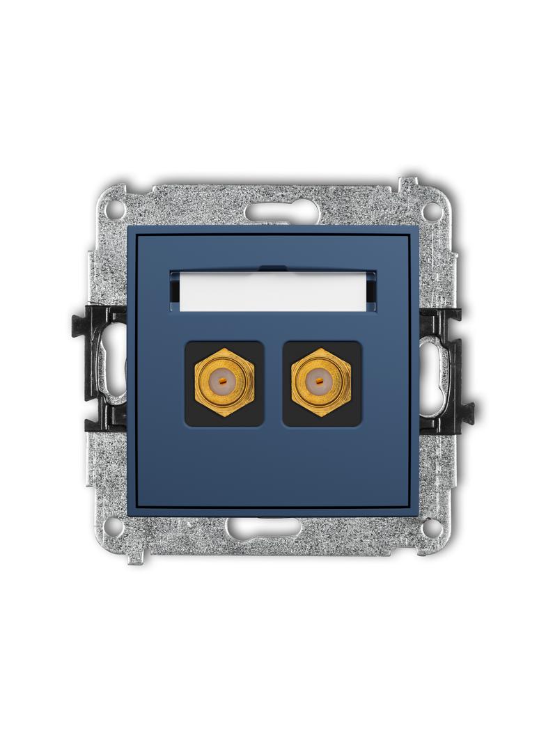 ICON Mechanizm gniazda antenowego podwójnego typu F (SAT) pozłacany navy blue