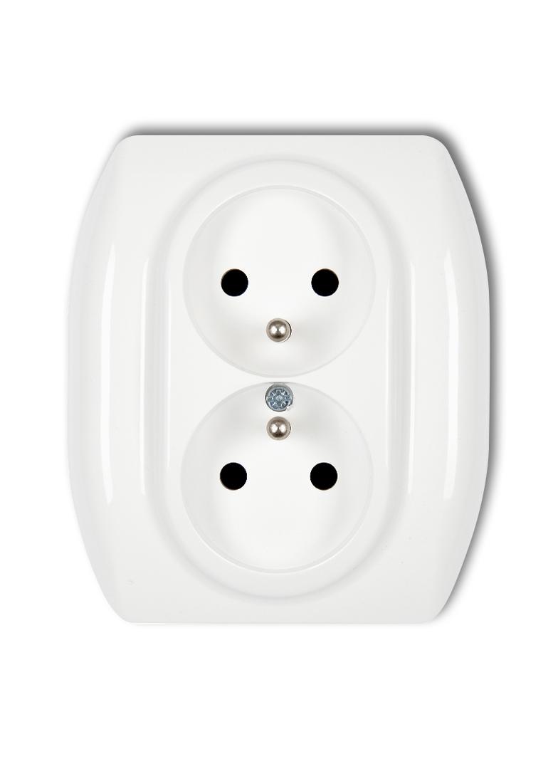 TREND Gniazdo podwójne z uziemieniem 2x(2P+Z) (przesłony torów prądowych) biały