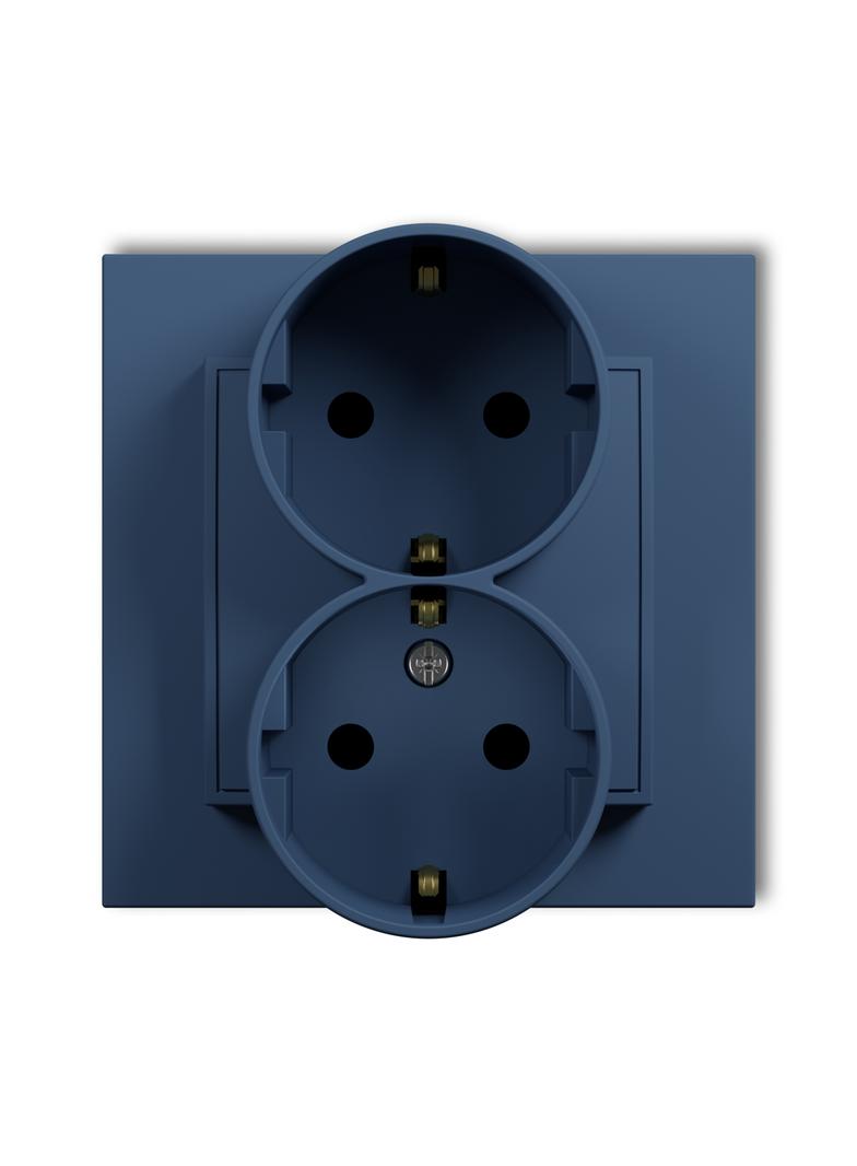 MINI Gniazdo podwójne z uziemieniem SCHUKO 2x(2P+Z) (przesłony torów prądowych) navy blue