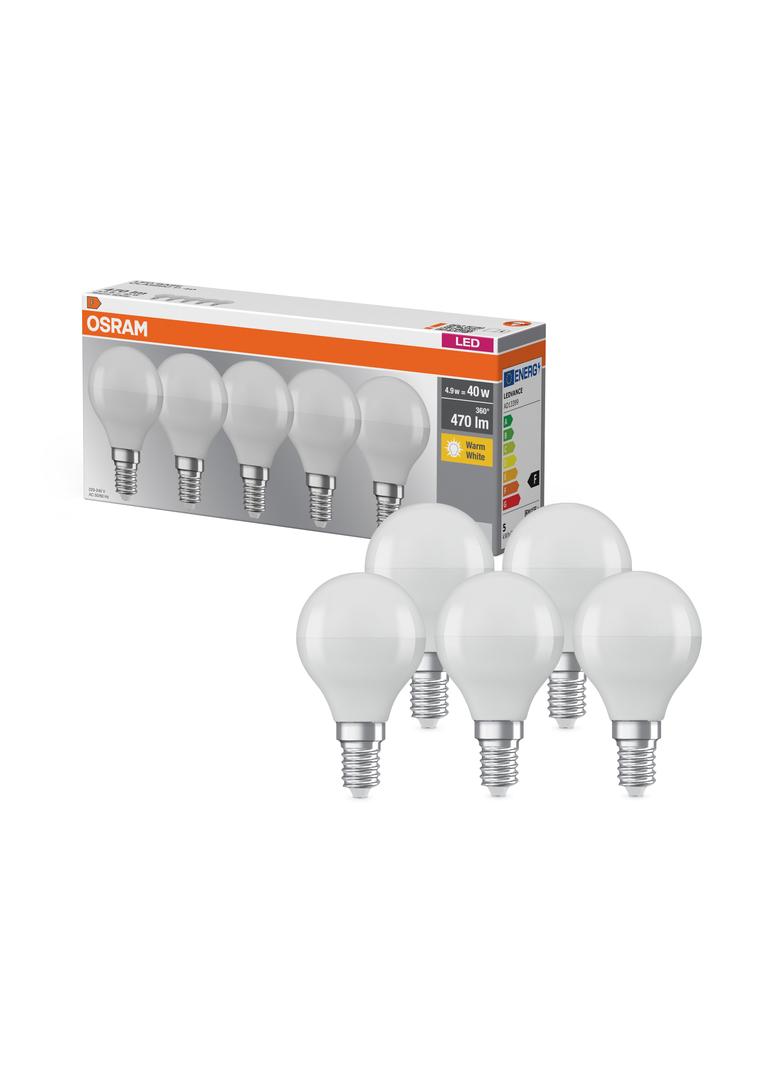 Lampa LED BASE Classic P40 4,9W/827 230V plastik E14 FS5 OSRAM