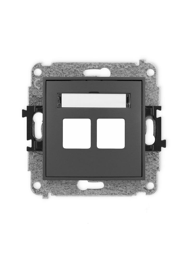 ICON Mechanizm gniazda multimedialnego podwójnego bez modułu (standard Keystone) grafitowy mat